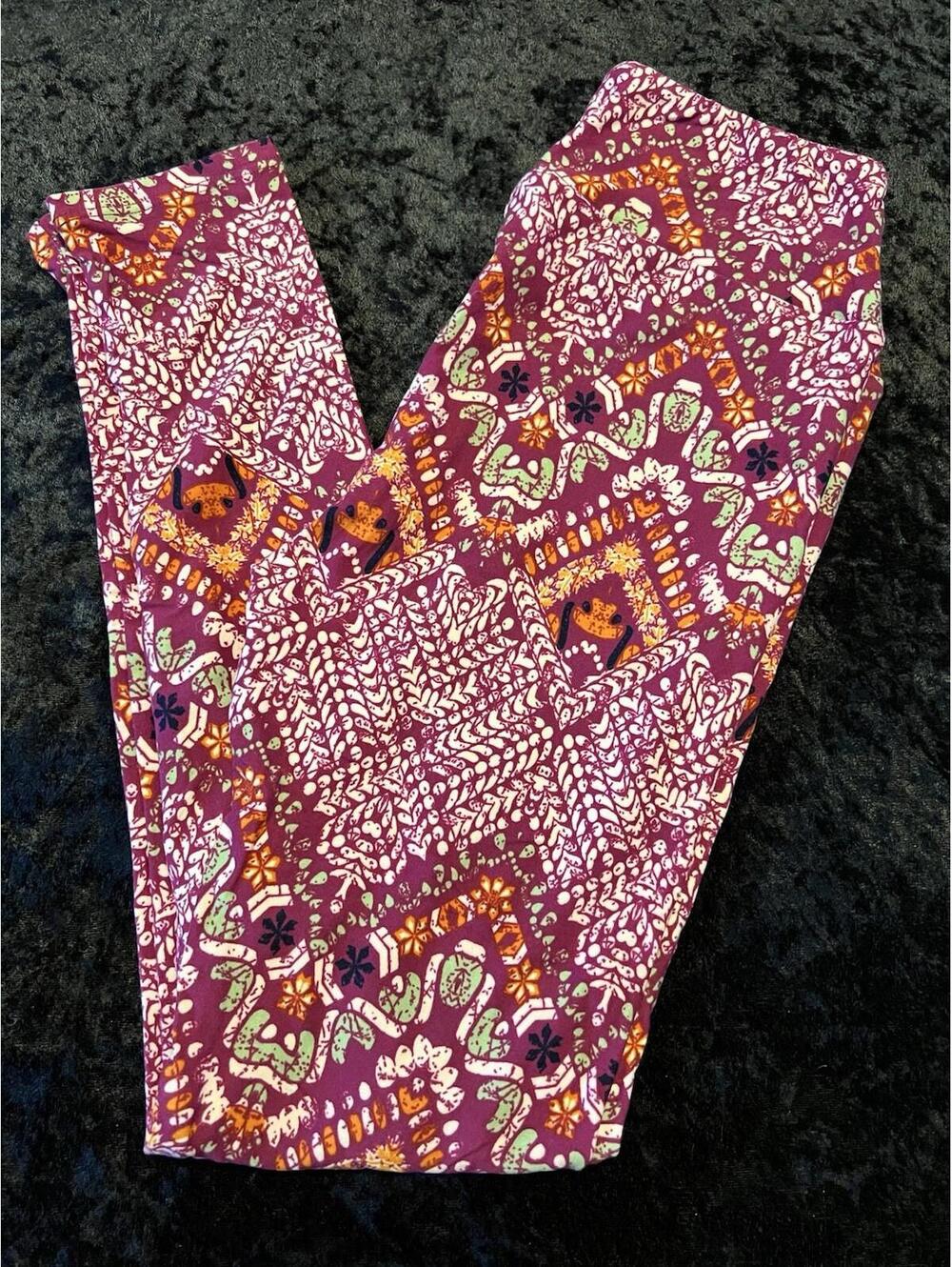 LuLaRoe Leggings One Size OS Pink Green Orange Cream Buttery Soft High Rise NWOT